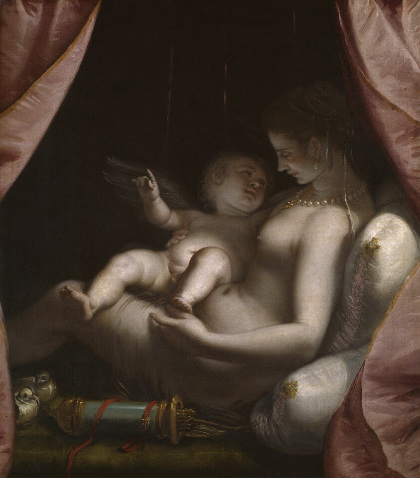 Venus and Cupid Behind the Curtain